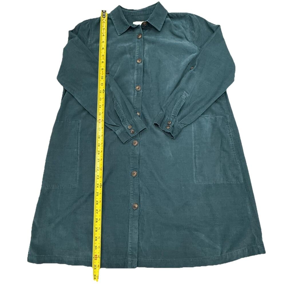 J Jill Corduroy Shift Dress PXS Teal Roll tab Sleeves Soft Cozy Fall Winter - Picture 4 of 10